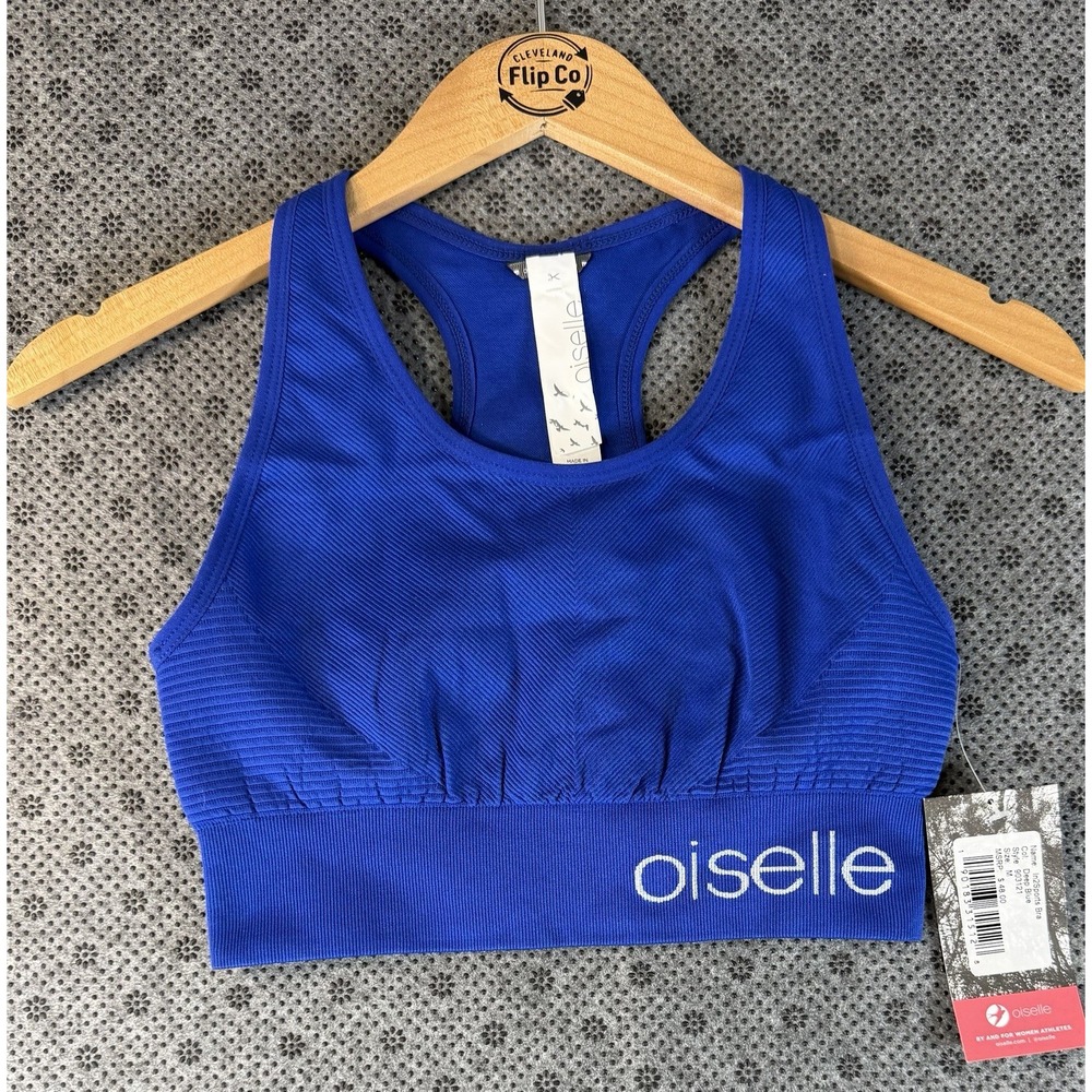 OISELLE In2Sports Bra Size M Deep Blue Racerback Running Sports Bra Women New